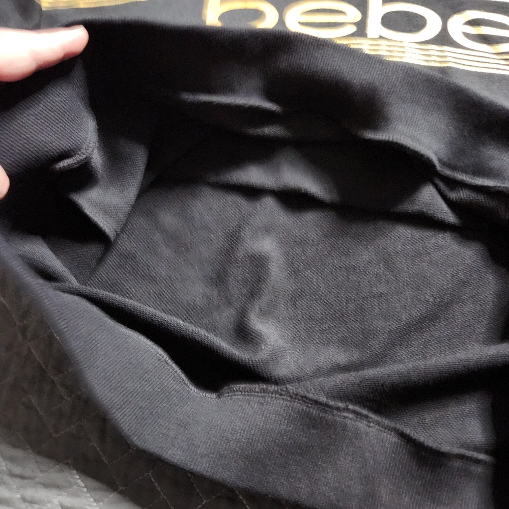 bebe Sport Logo Print Long Sleeve Hooded Pullover Sweatshirt w/ Thumb Holes SzXL - Picture 10 of 14